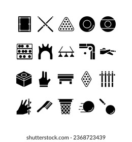 Set of Billiard Icons Glyph