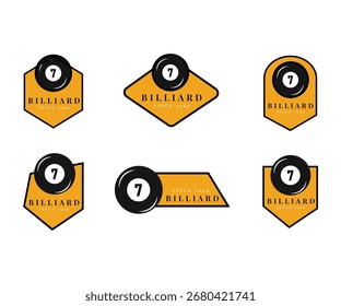 Conjunto de logotipo de billar, diseño de logotipo de emblema de billar, logotipo de billar con bola