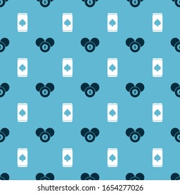 Set Billiard pool snooker 8 ball and Online poker table game on seamless pattern. Vector