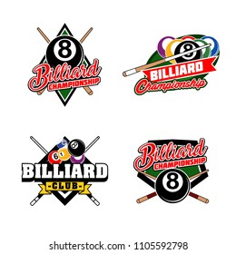 Set Billiards Badges Design Logos Ball Stock Vector (Royalty Free ...