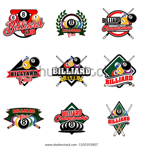 Set Billiards Badges Design Logos Ball Stock Vector (Royalty Free ...