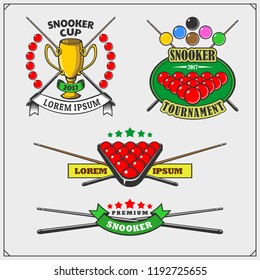 Set of billiards labels, emblems, badges, icons and design elements.