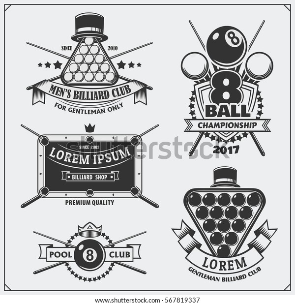 Set Billiards Labels Emblems Badges Icons Stock Vector (Royalty Free ...