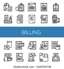 Set of billing icons such as Bill, Invoice, Receipt , billing