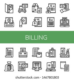 Set of billing icons such as Bill, Receipt, Invoice , billing