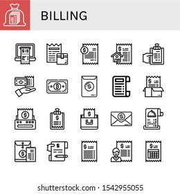 Set of billing icons. Such as Bill, Receipt, Invoice , billing icons
