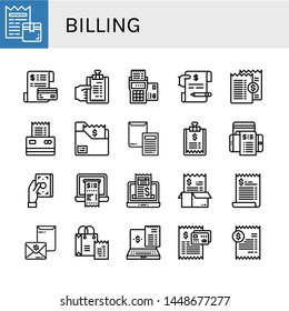 Set of billing icons such as Receipt, Invoice, Bill , billing