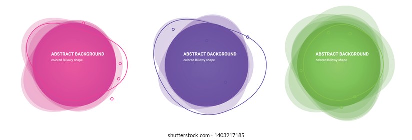 Set of Billowy Gradient Elements. Set of Abstract Stain Shaped Backgrounds for Flyers, Banners, Web Sites, Business Cards, Invitations, Gift Cards, Brochures, Landing Pages