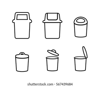 Set of Bin icons in linear style, vector design