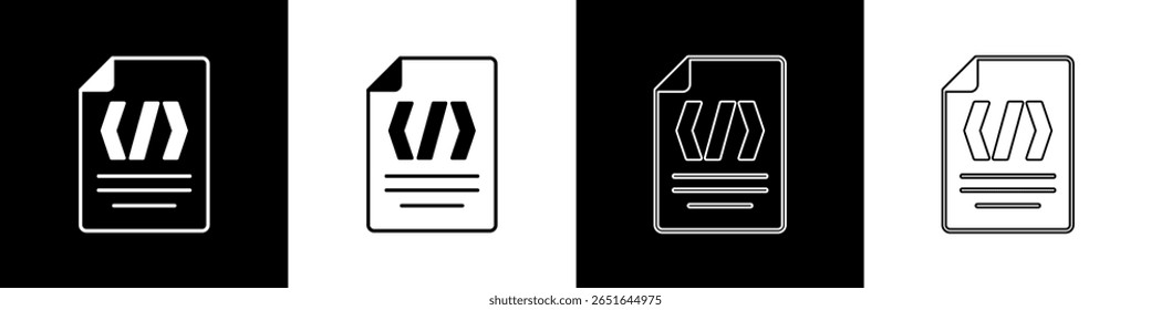 Set Binary code icon isolated on black and white background.  Vector