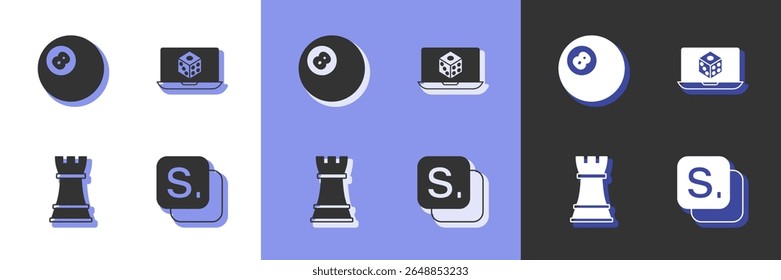Set Bingo, Billiard pool snooker ball, Chess and Game dice icon. Vector
