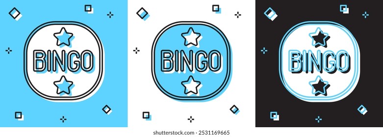 Set Bingo icon isolated on blue and white, black background. Lottery tickets for american bingo game.  Vector