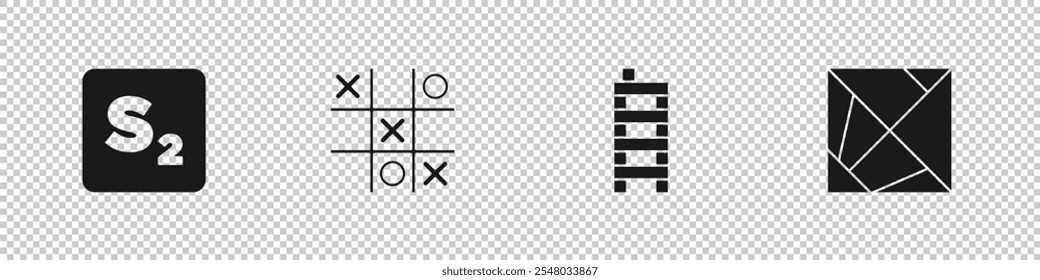 Set Bingo, Tic tac toe game, Mahjong pieces and Rubik cube icon. Vector