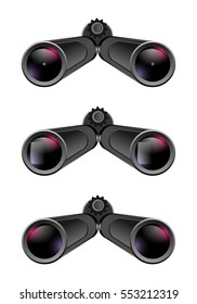 a set of binoculars with different lenses