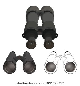 Conjunto de binoculares grandes pequeños pintados y contorno