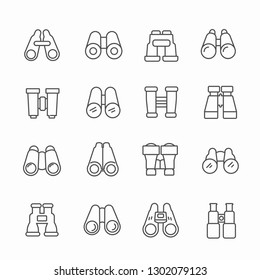 Set of binoculars Related Vector Line Icons - Vector