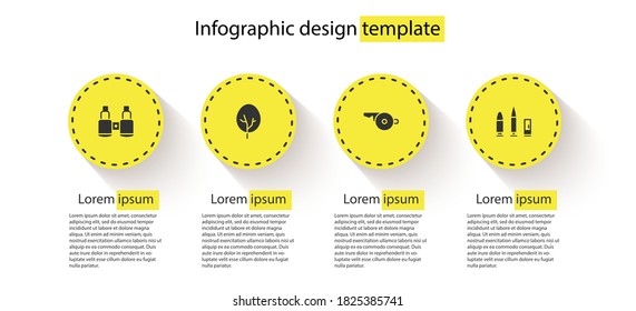 Set Binoculars, Tree, Whistle and Bullet and cartridge. Business infographic template. Vector.