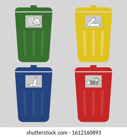 Set of bins for separate garbage collection