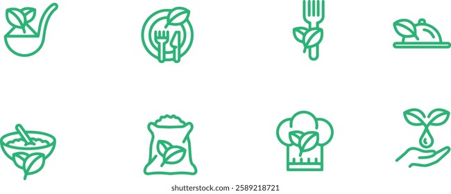 set of bio food line vector icons , healthy food 