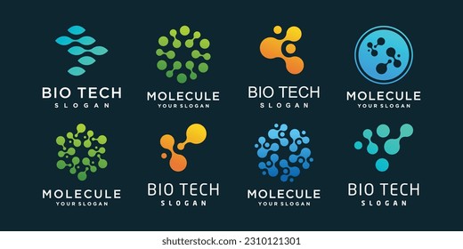 Set bio tech  logo design simple concept Premium Vector