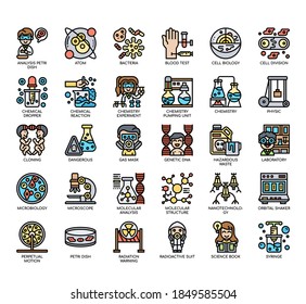 Set von Biochemie dünnen Linien und Pixel perfekte Symbole für jedes Web- und App-Projekt. 