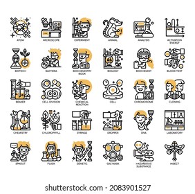 Set of Biochemistry thin line and pixel perfect icons for any web and app project. 