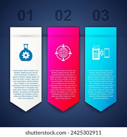 Set Bioengineering, Outsourcing concept and POS terminal. Business infographic template. Vector