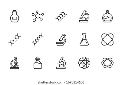 Set of bioengineering related vector line icons. Premium linear symbols pack. Vector illustration isolated on a white background. Web symbols for web sites and mobile app. Trendy design. 
