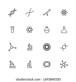 Set of bioengineering related vector line icons. Premium linear symbols pack. Vector illustration isolated on a white background. Web symbols for web sites and mobile app. Trendy design. 