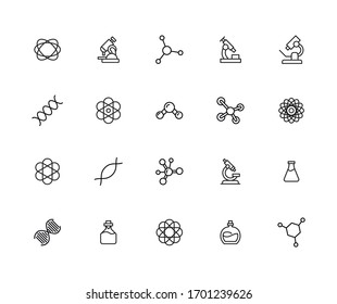 Set of bioengineering related vector line icons. Premium linear symbols pack. Vector illustration isolated on a white background. Web symbols for web sites and mobile app. Trendy design. 