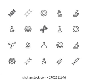 Set of bioengineering related vector line icons. Premium linear symbols pack. Vector illustration isolated on a white background. Web symbols for web sites and mobile app. Trendy design. 
