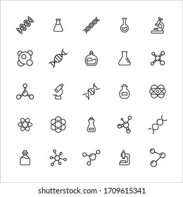 Set of bioengineering related vector line icons. Premium linear symbols pack. Vector illustration isolated on a white background. Web symbols for web sites and mobile app. Trendy design. 