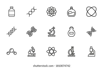 Conjunto de iconos de línea vectorial relacionados con la bioingeniería. Paquete de símbolos lineales premium. Ilustración vectorial aislada en un fondo blanco. Símbolos web para sitios web y aplicaciones móviles. Diseño de moda.