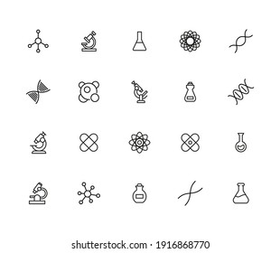 Conjunto de iconos de línea vectorial relacionados con la bioingeniería. Paquete de símbolos lineales premium. Ilustración vectorial aislada en un fondo blanco. Símbolos web para sitios web y aplicaciones móviles. Diseño de moda.