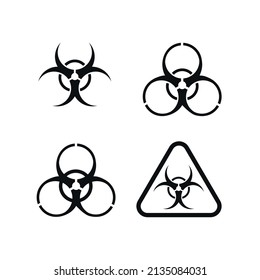 Set of biohazard icons,  isolated on white background. Symbols of biological danger.