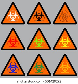 Set of Biohazard symbol icon, Web buttons. Bio-hazard icon set with isolated on background. Vector illustration, EPS10