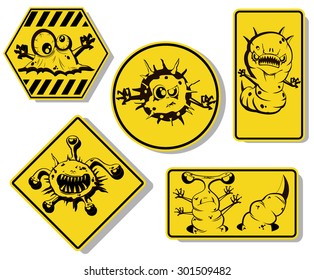 set of biohazard warning signs. abstract vector illustration