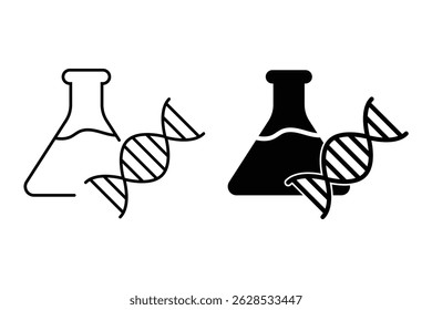 Conjunto de coleções de ícones da biologia. Molécula genética, Molécula de estrutura, símbolo genético. Ilustração de vetor.