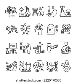 Set Of Biology Icon With Outline Style. Contains such Icons as Ancient, Biological, Brain, Cells, Etc. 