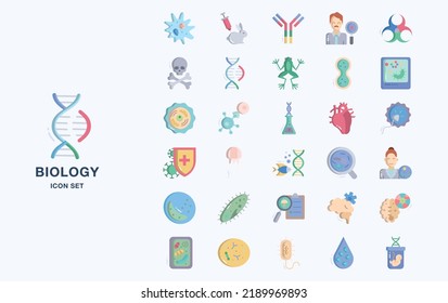 Set of biology study material icons
