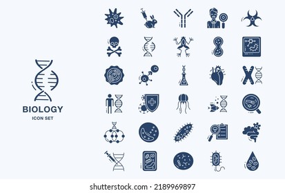 Satz von Symbolen für Biologie-Studienmaterialien