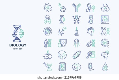 Set of biology study material icons