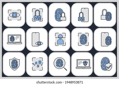 Conjunto de iconos biométricos. Plantilla de símbolo de paquete biométrico para la colección de diseño gráfico y web ilustración vectorial