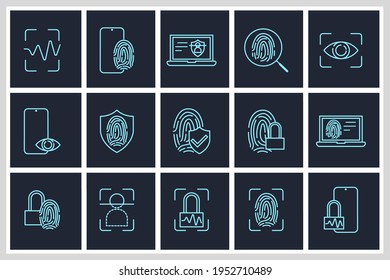 Set of Biometric icon. Biometric pack symbol template for graphic and web design collection logo vector illustration