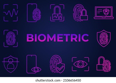 Set of Biometric icon. Biometric pack symbol template for graphic and web design collection logo vector illustration