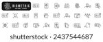 Set of biometric line icons. Identity, acces, passport, id card, verification etc. Editable stroke