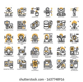 Set of biometric thin line and pixel perfect icons for any web and app project. 