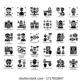 Set of biometric thin line and pixel perfect icons for any web and app project. 