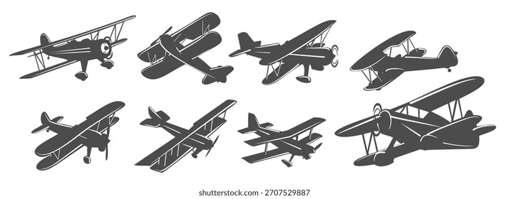 Satz von biplane Silhouetten, Vektorgrafik