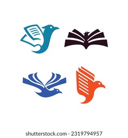 set of bird book paper vector illustration, icon design template